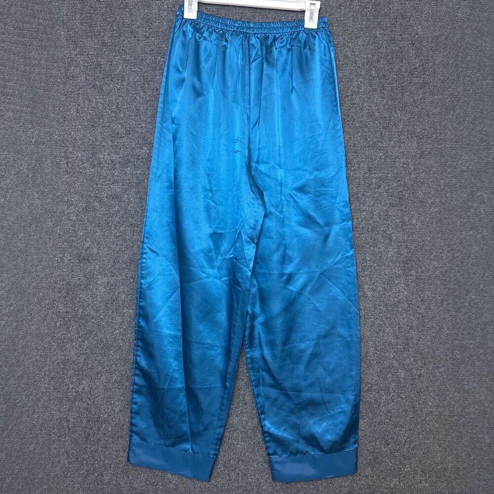 VTG Victorias Secret Afterhours Pajama Set M Blue Satin Sleeveless Gold Label - Picture 12 of 13